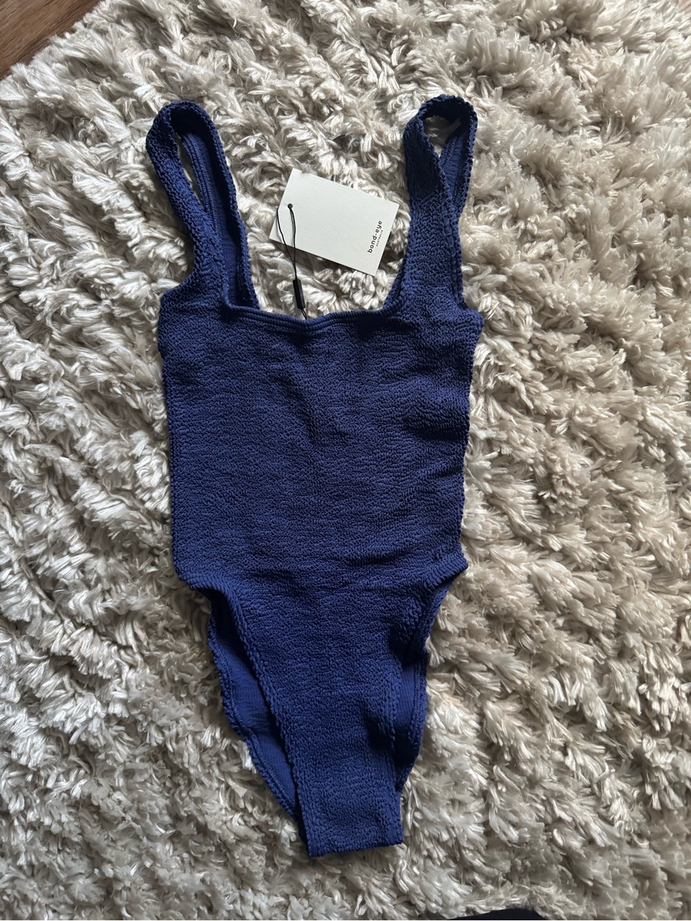 bond-eye Navy Textured One-Piece Swimsuit